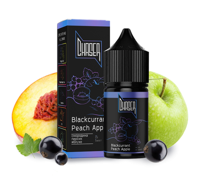 Рідина Chaser Black Salt 15 мл 50 мг зі смаком Чорної Смородини, Персика і Яблука (Blackcurrant Peach Apple)